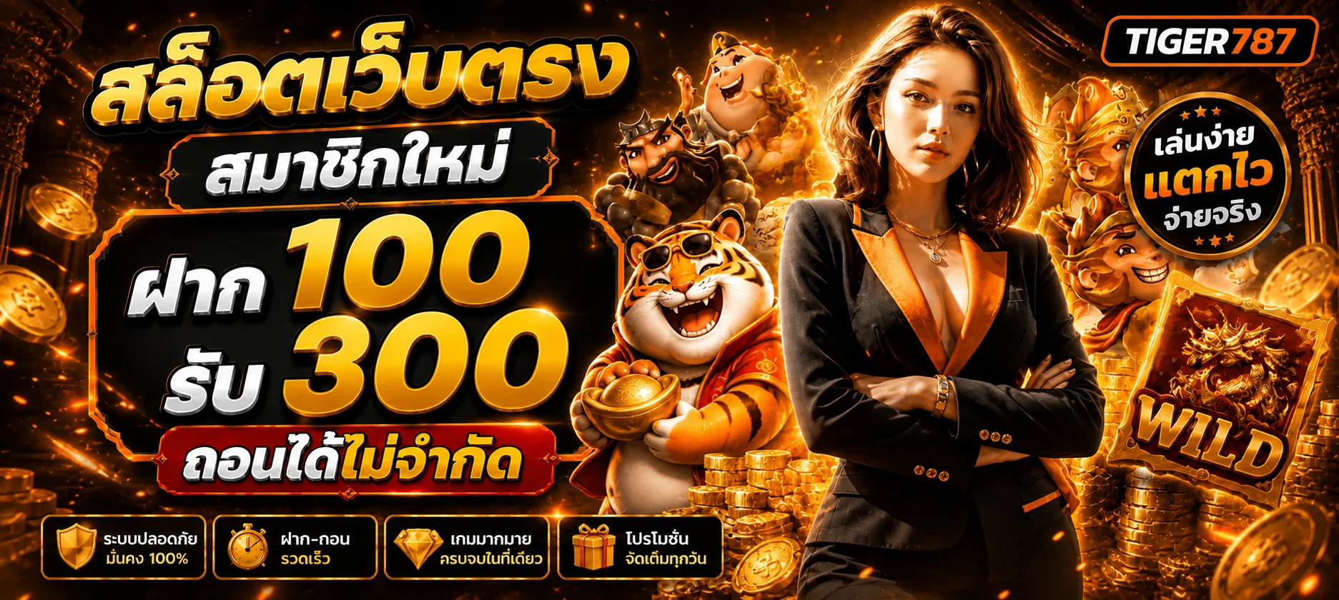 ภาพแนะนำสมาชิกใหม่และหมวดเกมของ TIGER787